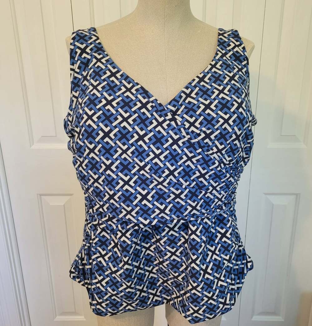 Lands' End Tankini Top Women's Size 20W Built in Bra Adjustable Straps